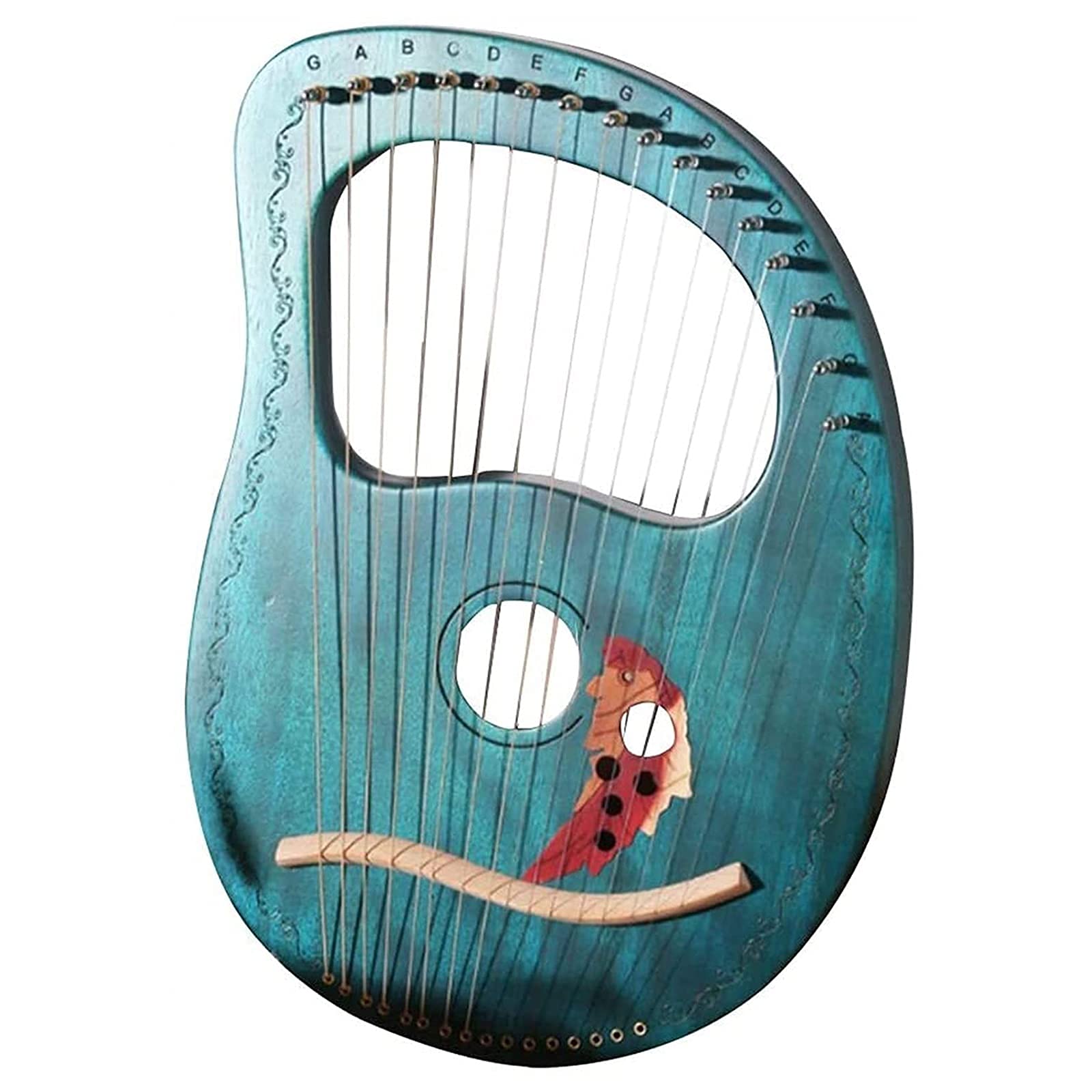 16 String Handmade Mahogany Harpsicle Lyre Harp with Tuning Wrench & Carrying Case - Portable Metal String Harp Guitar for Beginners, Kids & Adults (Green) | Perfect for Home Practice, Music Therapy & Outdoor Performances