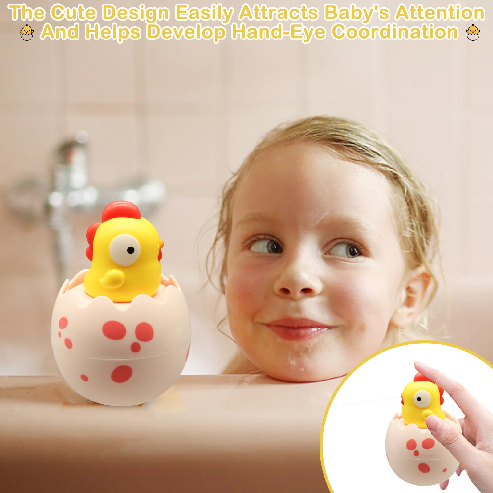 Easter Baby Basket Stuffers - Hatching Egg Bath Toys for Toddlers 1-3 Years Old - Easter Basket Fillers for Boys & Girls - Fun Bathtub & Pool Toys - Perfect Easter Gift for Infants & Toddlers (Great for Easter Celebrations, Bath Time Play & Swimming Pool Fun)