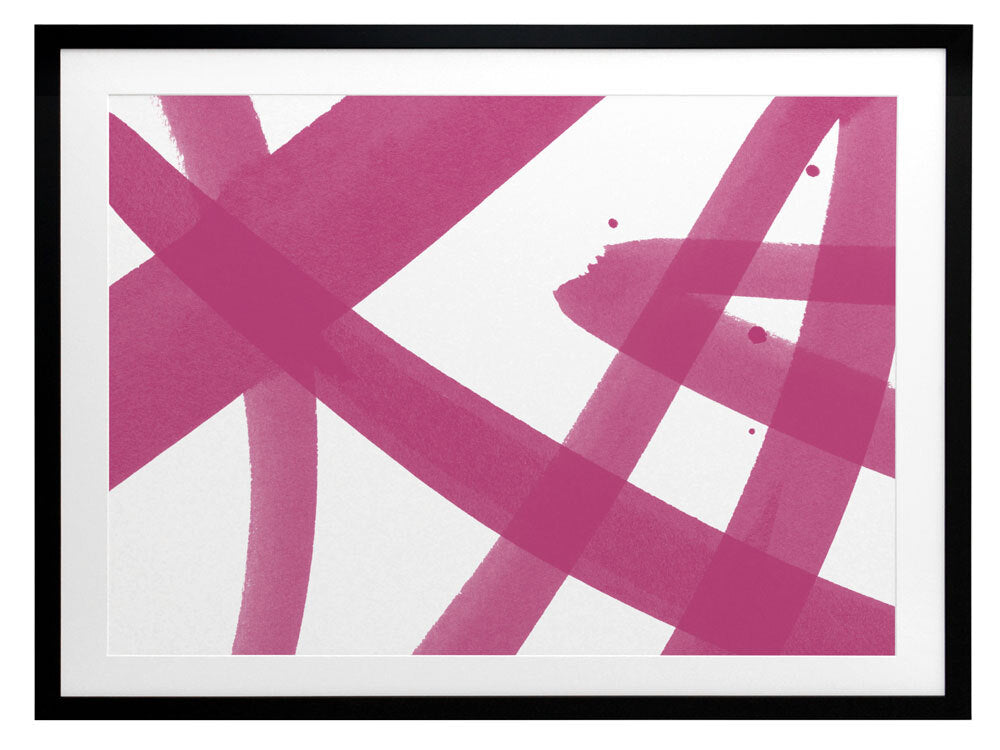 Balancing Act Raspberry Pop Framed Art Print - Modern Wall Decor for Living Room, Bedroom & Office - Vibrant Abstract Painting for Home Decoration