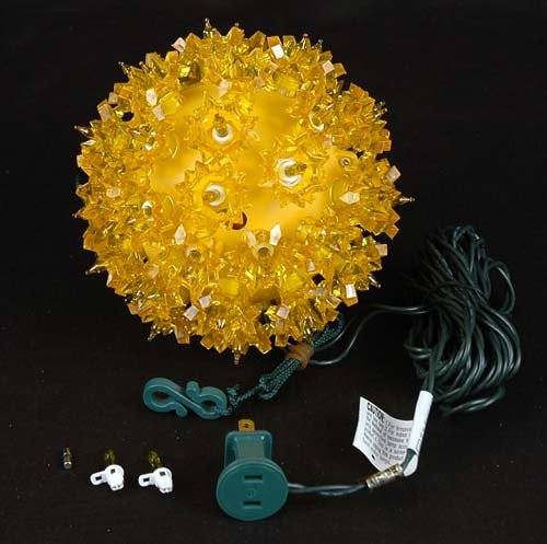 Outdoor Christmas Starlight Sphere Hanging Light Ball - 6 Inch Yellow Decorative Holiday Lights with 50 LED Bulbs for Xmas Tree, Garden, Patio & Party Decorations
