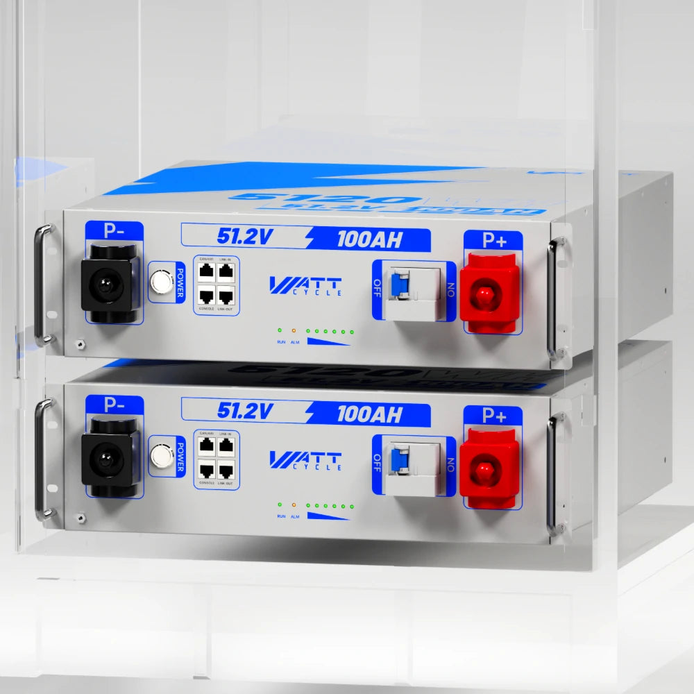 48V (51.2V) 100Ah 3U Server Rack LiFePO4 Battery with Bluetooth Kit - High Capacity Solar Energy Storage for Home & RV Use