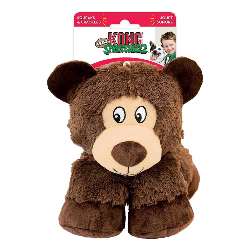 KONG Stretchezz Legz Bear Dog Toy - Large, Durable & Colorful Chew Toy for Aggressive Chewers - Perfect for Playtime, Training & Teething Relief