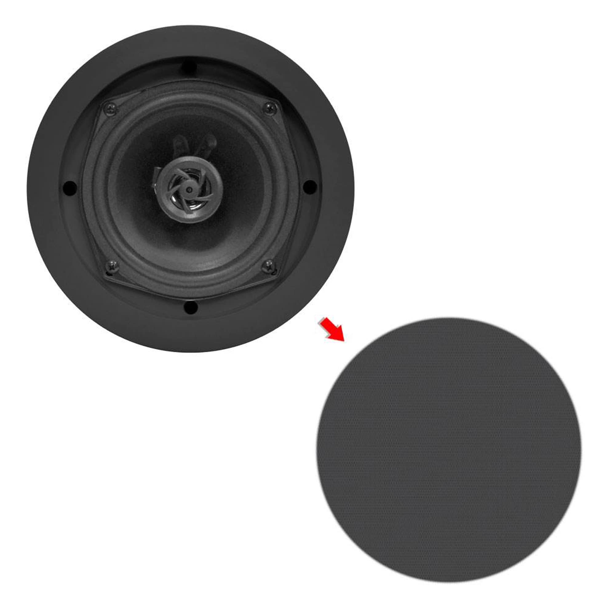 Pyle PDIC81RDBK 8 Inch 250W Max Flush Mount In-Wall/In-Ceiling Stereo Midbass Speakers (6 Pairs, Black) - Perfect for Home Theater, Surround Sound & Multi-Room Audio Systems