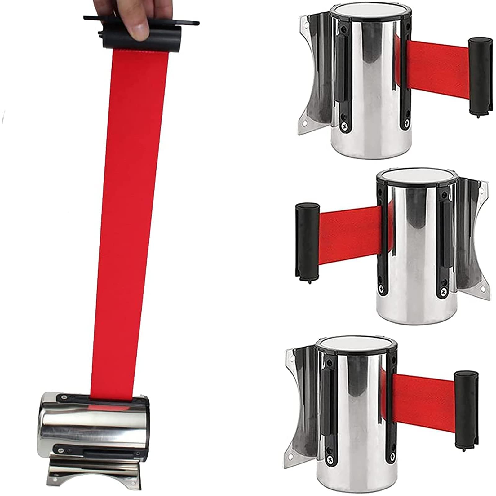 2M Retractable Queue Barrier Belt - Heavy Duty Crowd Control Belt for Warehouse Shelves, Cash Registers, Rolling Doors & Garage Entrances | Ideal for Retail Stores, Banks, Events & Public Spaces