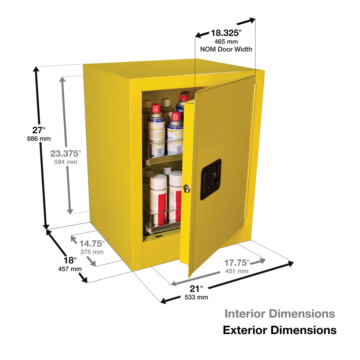 Justrite 890500 Aerosol Can Benchtop Safety Cabinet - Flammable Storage for Spray Paint & Chemicals | Workshop, Garage & Laboratory Use