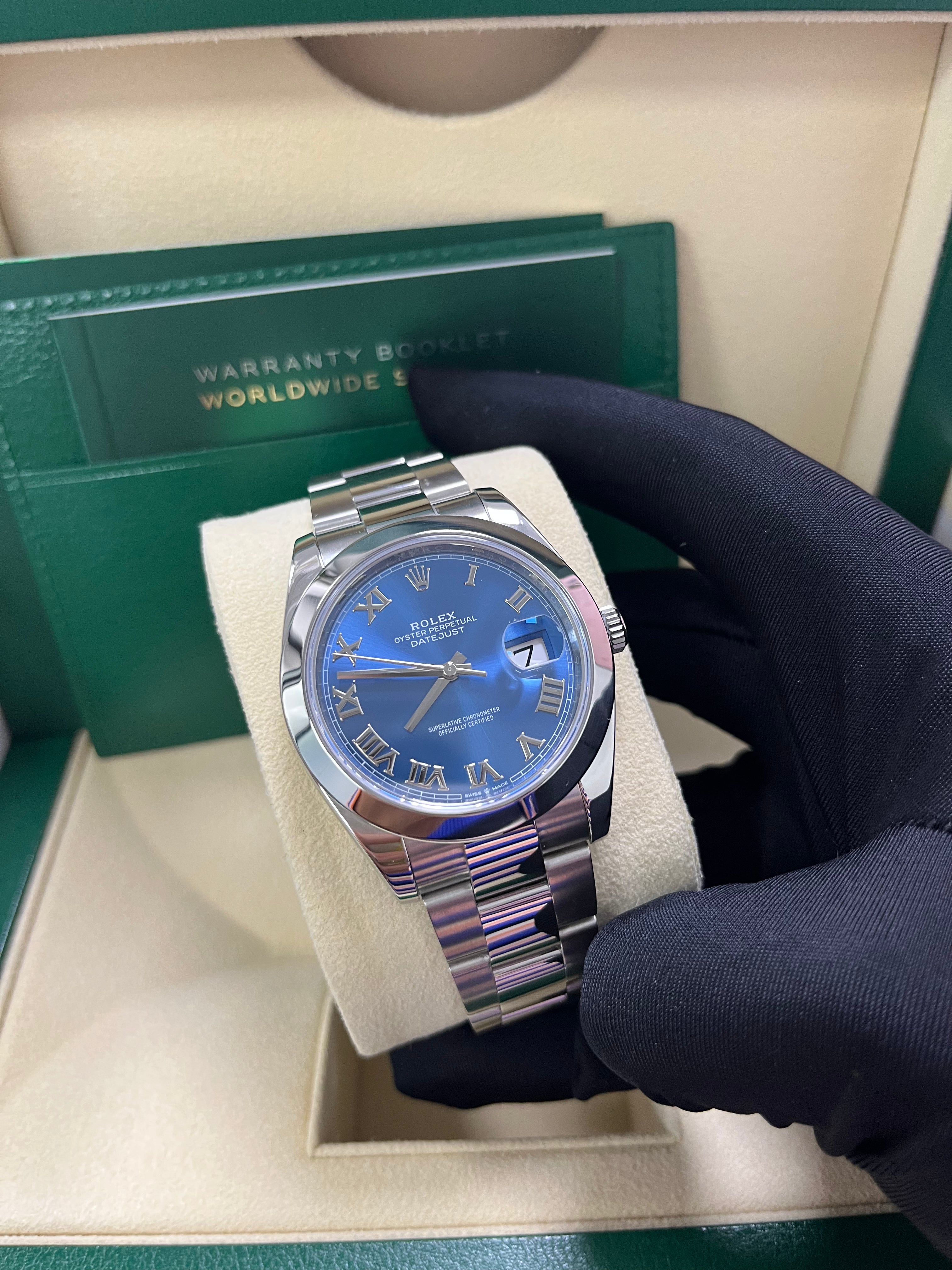 Rolex Datejust 41mm Men's Watch - Blue Roman Dial, Oyster Bracelet, Stainless Steel, Ref 126300 | Luxury Dress Watch for Business & Formal Occasions