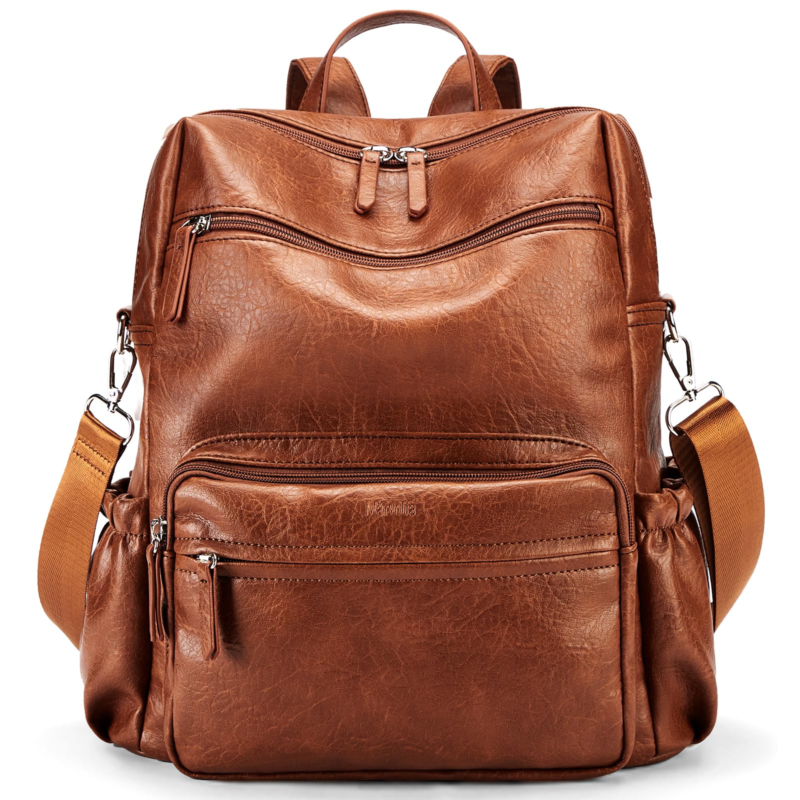 Marvolia Women's PU Leather Backpack Purse - Large Fashion Designer Travel Backpack & Shoulder Bag for Ladies (Brown) - Perfect for Work, School & Travel Accessories