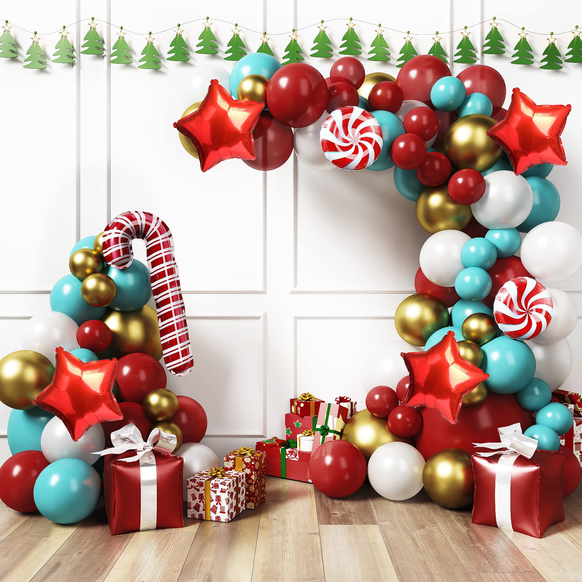 Festive Christmas Balloons (Red & Teal) - Holiday Party Decorations for Home, Office & Christmas Tree Decor - Perfect for Xmas Parties, Family Gatherings & Festive Celebrations