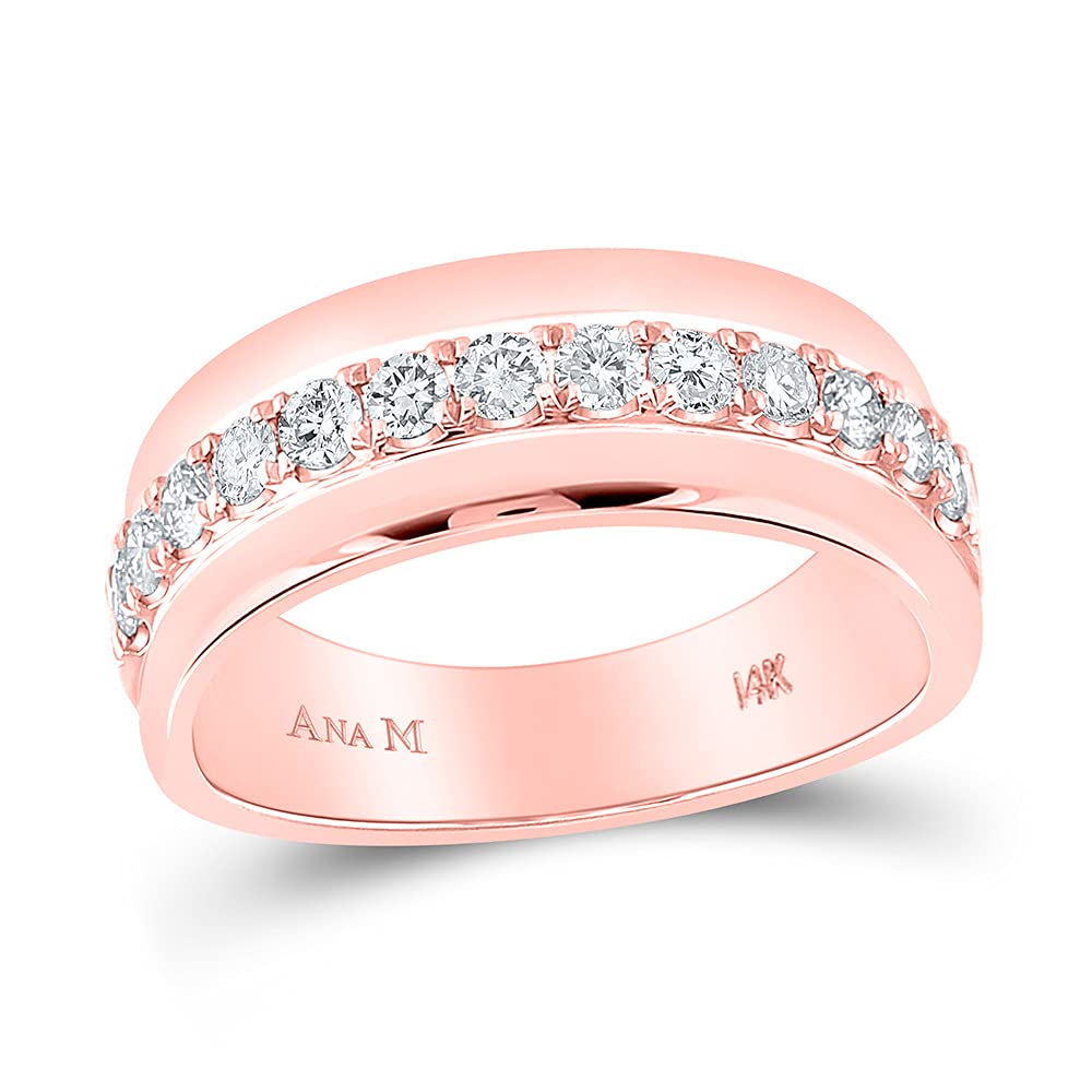 14K Rose Gold Men's Diamond Wedding Band Ring - 3/4 Carat Round Cut Single Row - Perfect for Engagement, Anniversary & Special Occasions