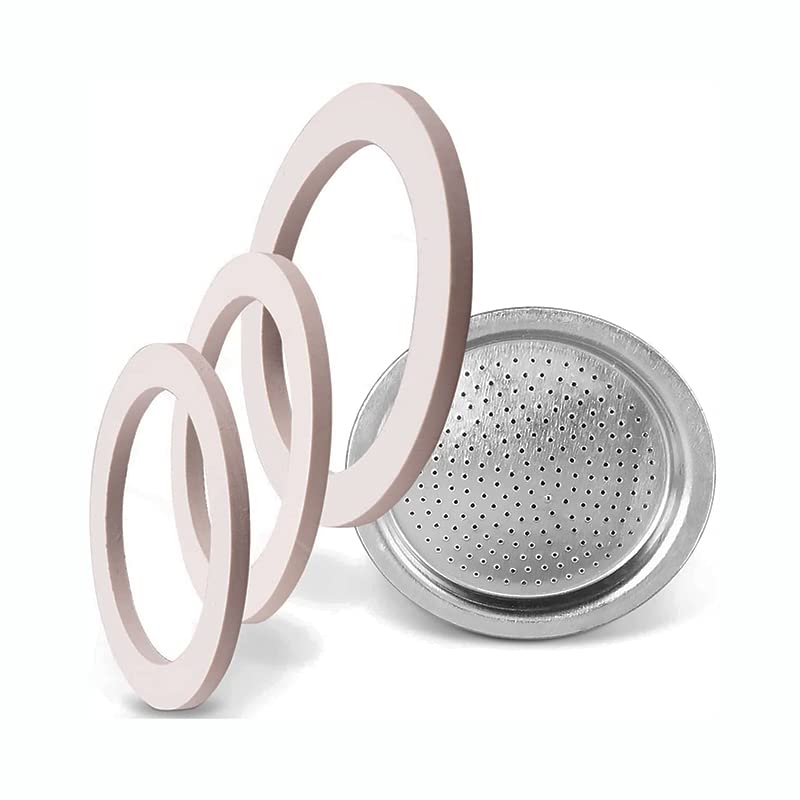 CG94 Moka Coffee Pot Filter with 3 Seals (3 Cups) - Perfect for Espresso, Stovetop Brewing & Italian Coffee Lovers