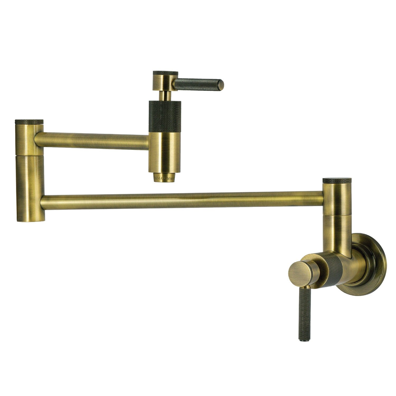 Stainless Steel Wall Mounted Pot Filler Faucet with Dual Knurled Handles - Perfect for Kitchen Sink, Stove & Cooking Area (1-Hole Installation)