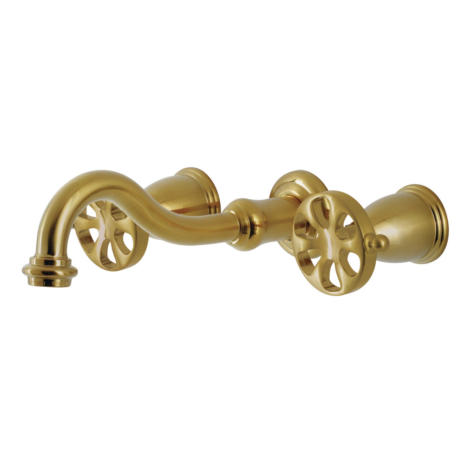 Belknap KS3127RX Brushed Brass Double Handle 3 Hole Wall Mount Bathroom Faucet - Perfect for Modern Bathroom & Powder Room Renovations