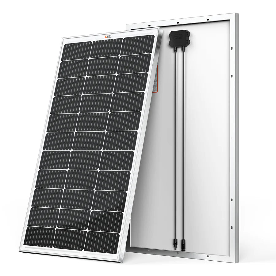 Rich Solar MEGA 100 Watt Monocrystalline Solar Panel - High Efficiency 12V Solar Panel for RV, Boat, Off-Grid & Home Use - Weather Resistant Solar Charging Solution