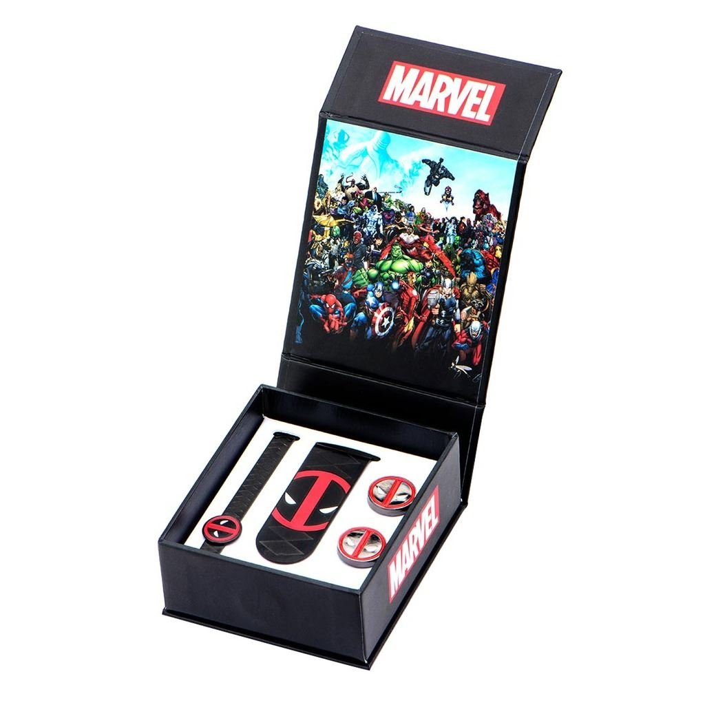 Marvel Deadpool Money Clip, Tie Bar & Cuff Links Set - Stylish Superhero Gift for Men, Perfect for Weddings, Parties & Cosplay