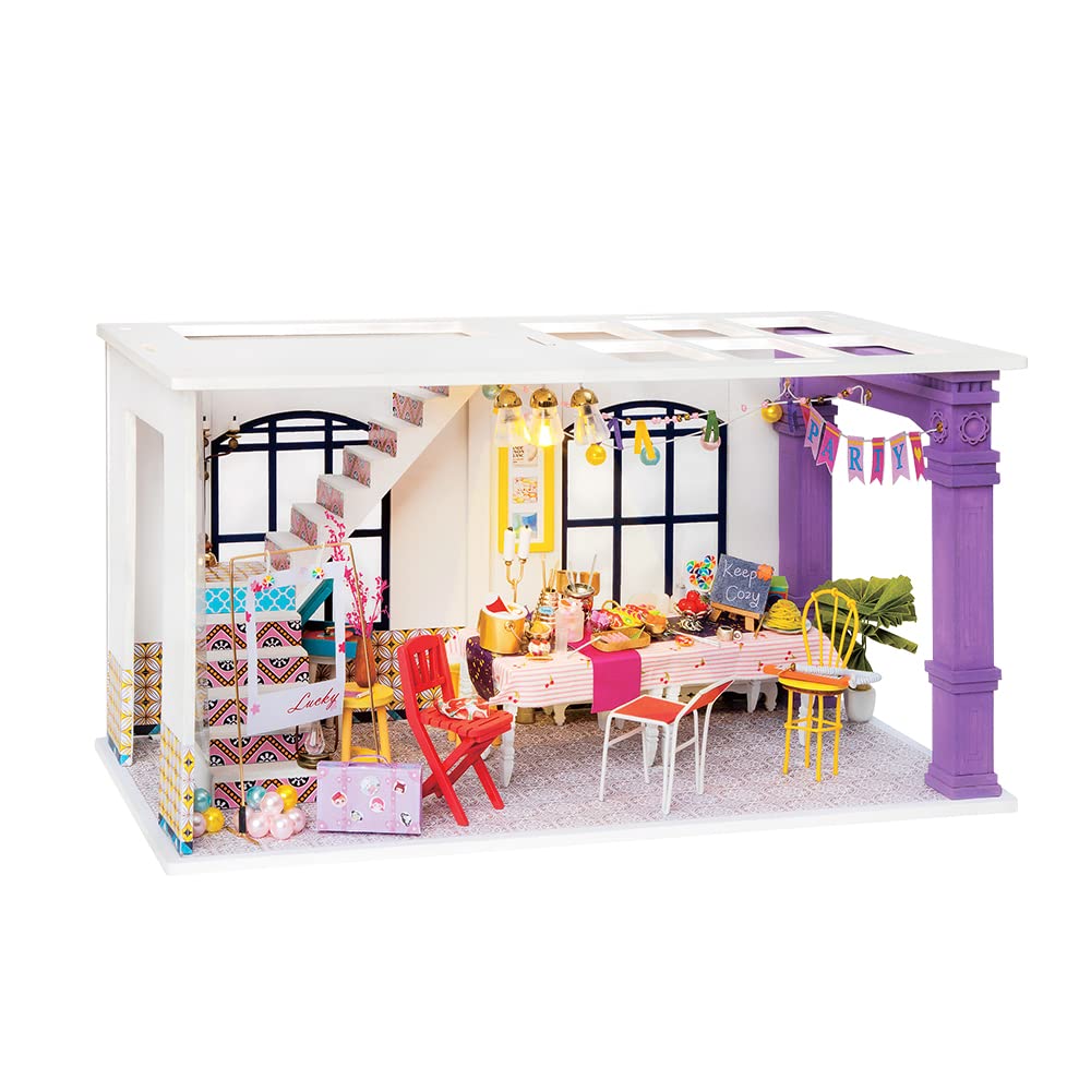 NAMJID Robotime DIY Miniature Dollhouse Furniture Kit - 3D Wooden Miniature Doll House Toys for Kids & Adults, Perfect Birthday Gift for Women & Girls (Color: DGF03 Party Time) | Creative Home Decor & Collectible Miniature House Model for Display & Play
