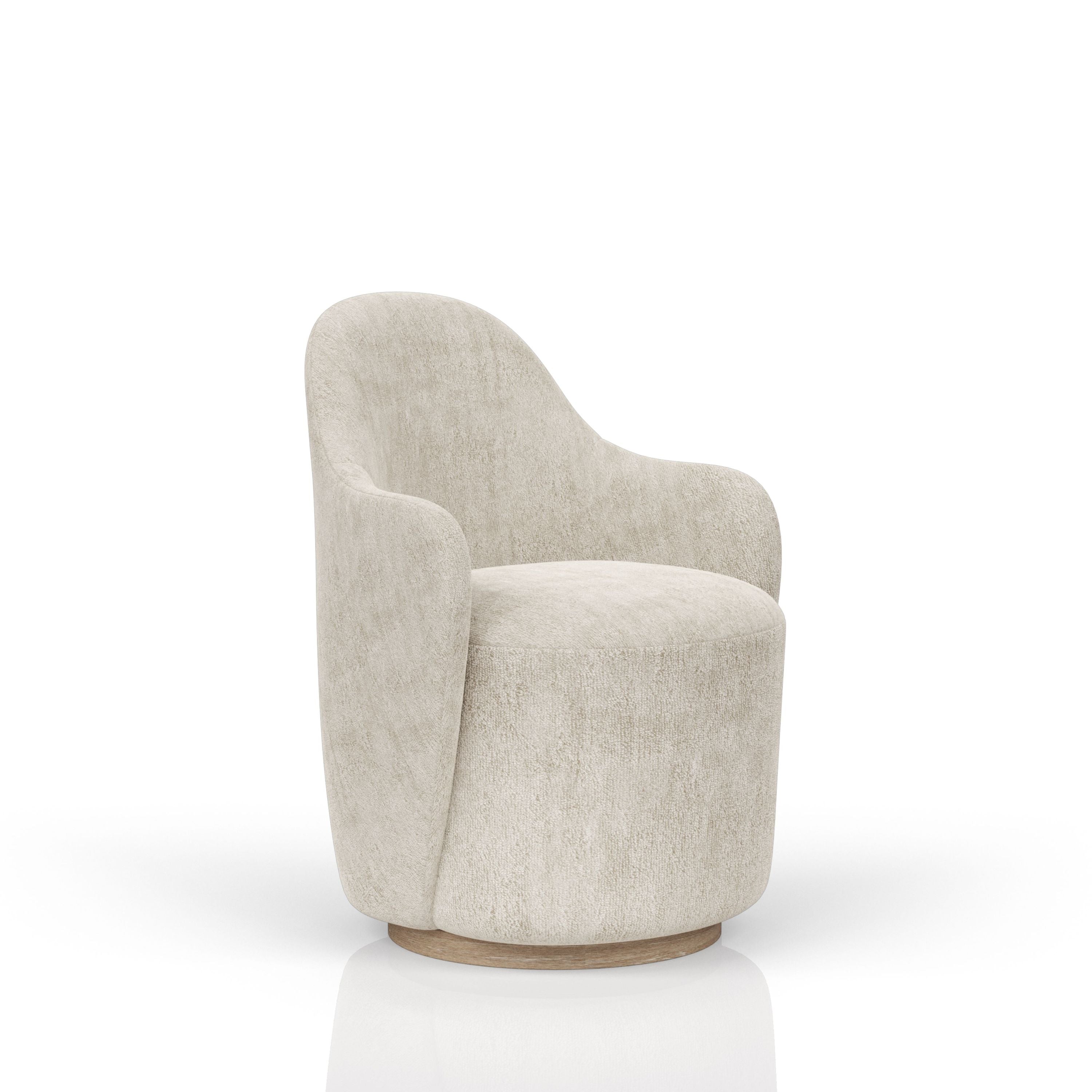 Luxury Cocoa & Ivory Swivel Barrel Chair - 360° Rotating Accent Chair for Living Room, Bedroom, Office - Modern Comfortable Reading Chair with Sturdy Base