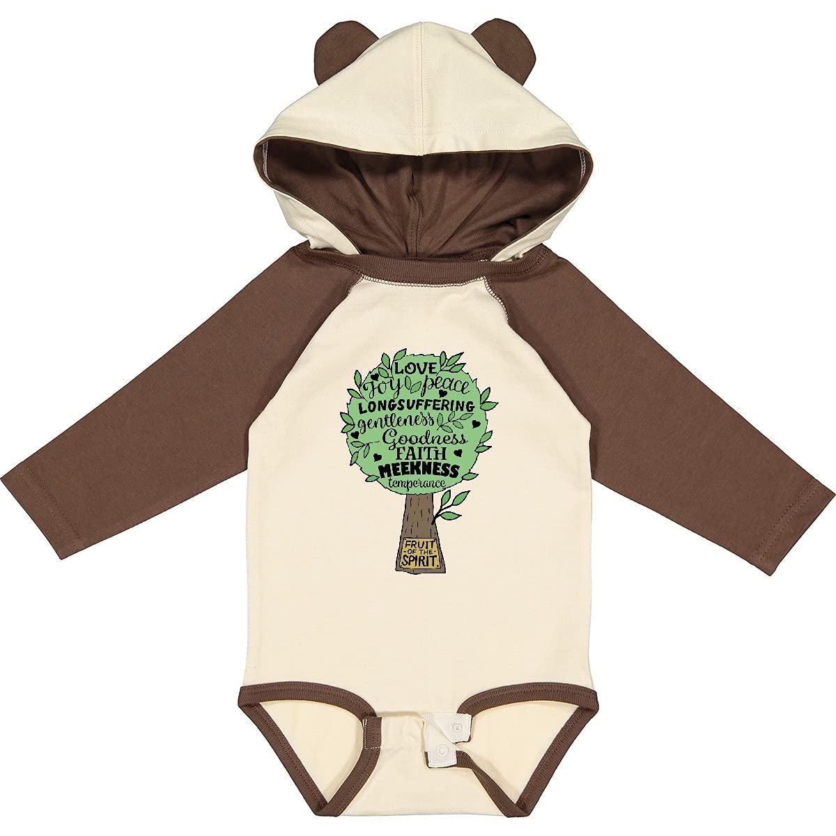 Inktastic Fruit of The Spirit Bible Quote Long Sleeve Baby Bodysuit - Soft Christian Outfit for Church, Baptism & Family Photos