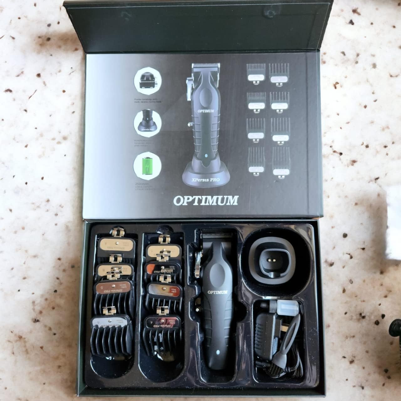 PRO Optimum Ergonomic Hair Clippers for Men - Professional Cordless Hair Trimmer & Electric Razor Foil Shaver with DLC Blade & Brushless Motor - Perfect for Home Barbering, Grooming & Styling - Black