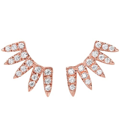 14K Rose Gold Diamond Feather Earrings (1/2 ct. tw.) - Elegant Dangle Earrings for Women, Perfect for Weddings, Parties & Special Occasions