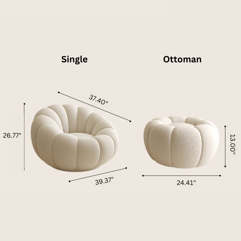White Pink Red Yellow Green Orange Gray Pumpkin Swivel Accent Chair with Boucle and Sherpa Upholstery - Perfect for Living Room, Bedroom, or Office Decor