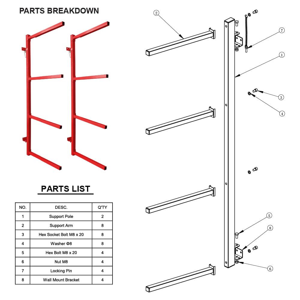 Wall Mount Bumper Stand - Heavy Duty Auto Bumper Storage Rack for Garage Organization (Orange) - Perfect for Car Repair Shops, DIY Garages & Auto Body Storage
