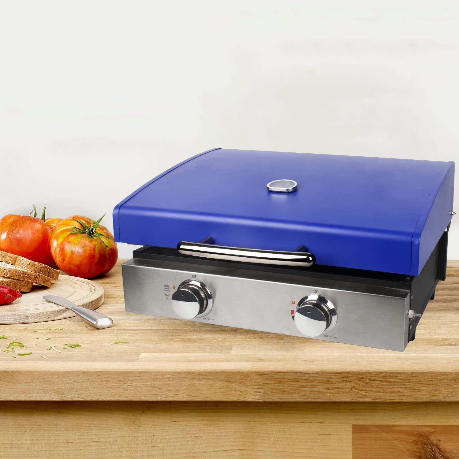 Blackstone 22 Inch Table Top Griddle Hard Cover Hood with Temperature Gauge - Blue 5011 Griddle Hood for Blackstone 22
