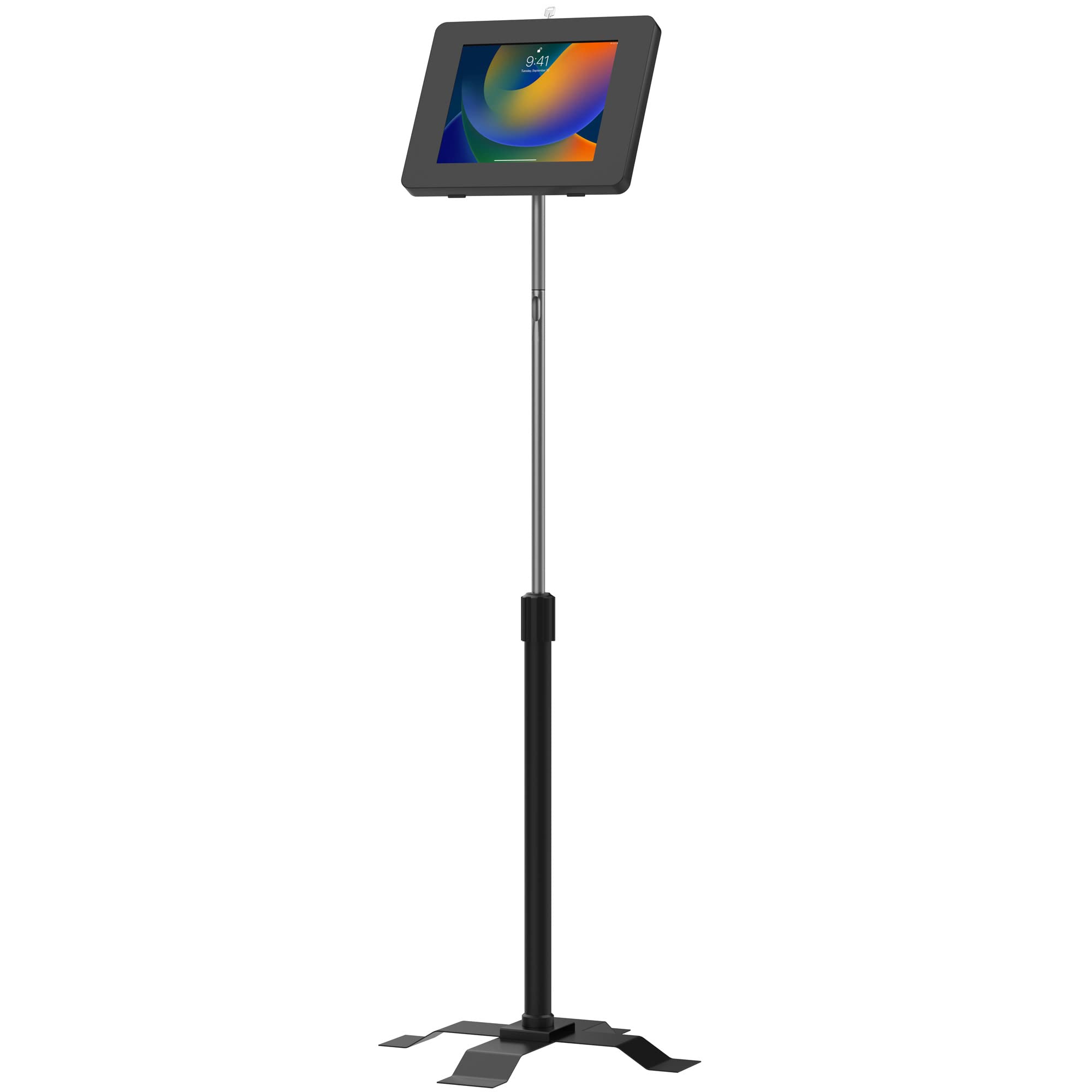 Compact Floor Stand with Security Enclosure for iPad 11 (A16), iPad Pro 11-inch M4, iPad Air 11-inch M3, iPad 10th Gen & Galaxy Tablets - Black (PAD-PARAAFS) - Perfect for Retail Stores, Exhibitions, and Interactive Kiosks