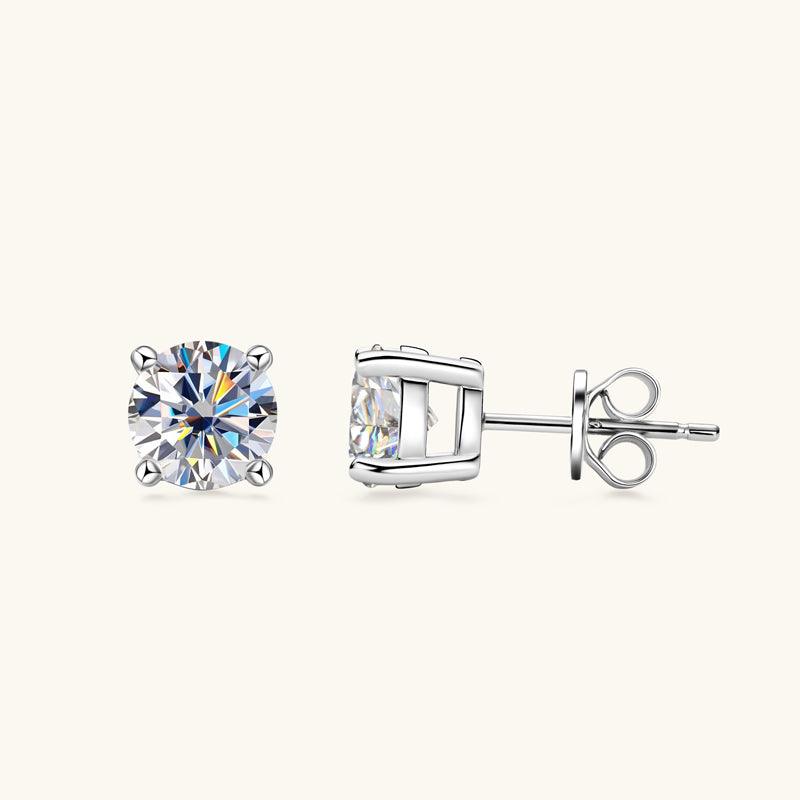 Classic 4-Prong Moissanite Stud Earrings for Women - Durable & Sparkling White Gold Earrings for Everyday Wear, Gift Giving & Special Occasions