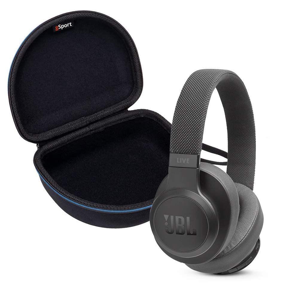 **JBL Live 500BT Wireless Over-Ear Headphones with Noise Cancelling, Bluetooth 5.0, 30-Hour Battery – Includes gSport Deluxe Travel Case (Black) – Perfect for Travel, Work, and Gym**