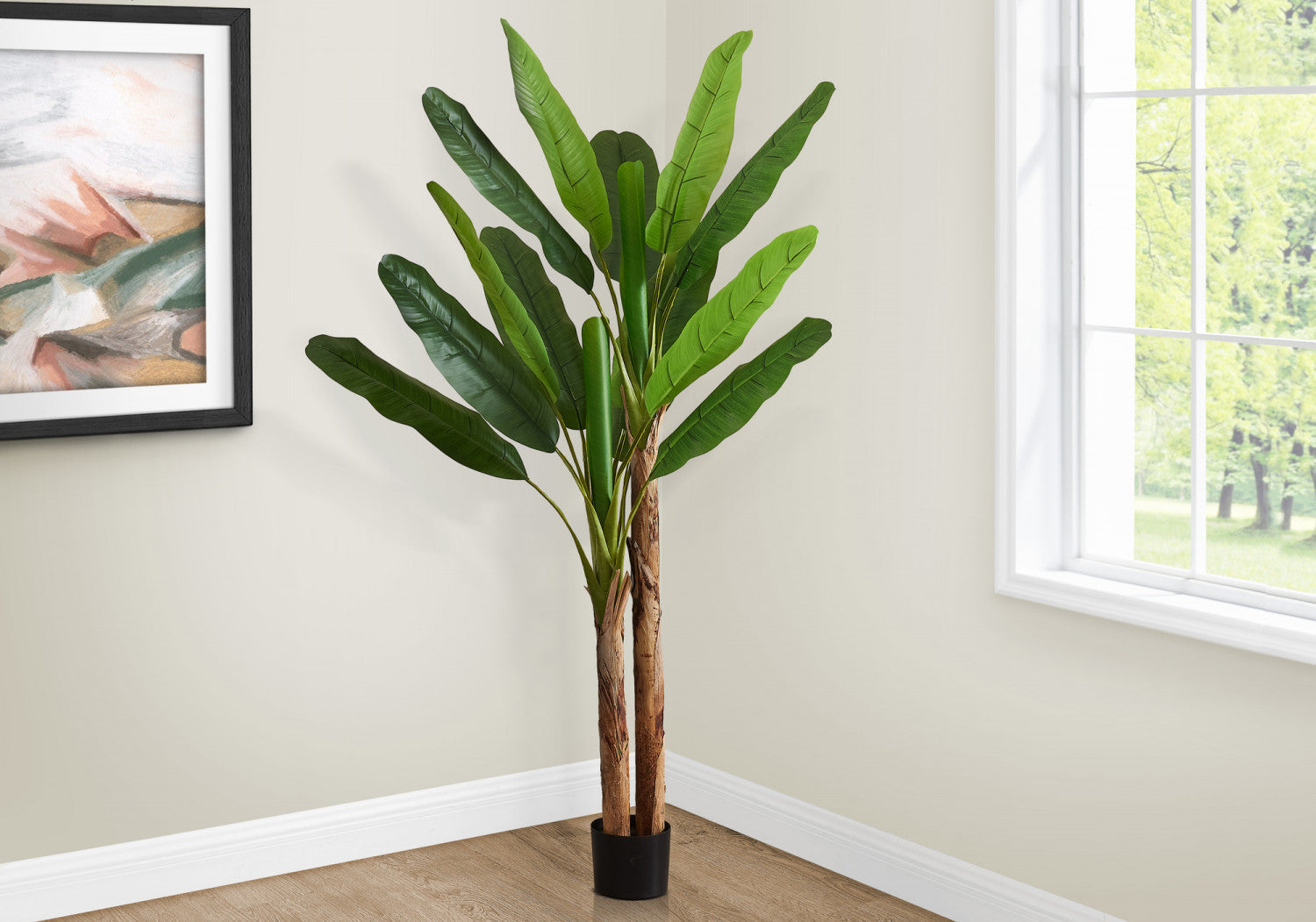 83 Inch Artificial Banana Tree with 8 Black Pots - Realistic Green Faux Plant for Home Decor, Office, Living Room, and Indoor Spaces