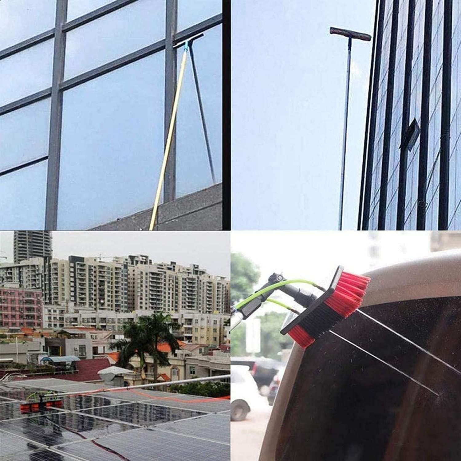 5-10M Extendable Window Cleaning Pole Kit with Brush - Water/Hose Fed for Solar Panels & Photovoltaic Cleaning - Perfect for High Windows & Hard-to-Reach Areas (7M Size)