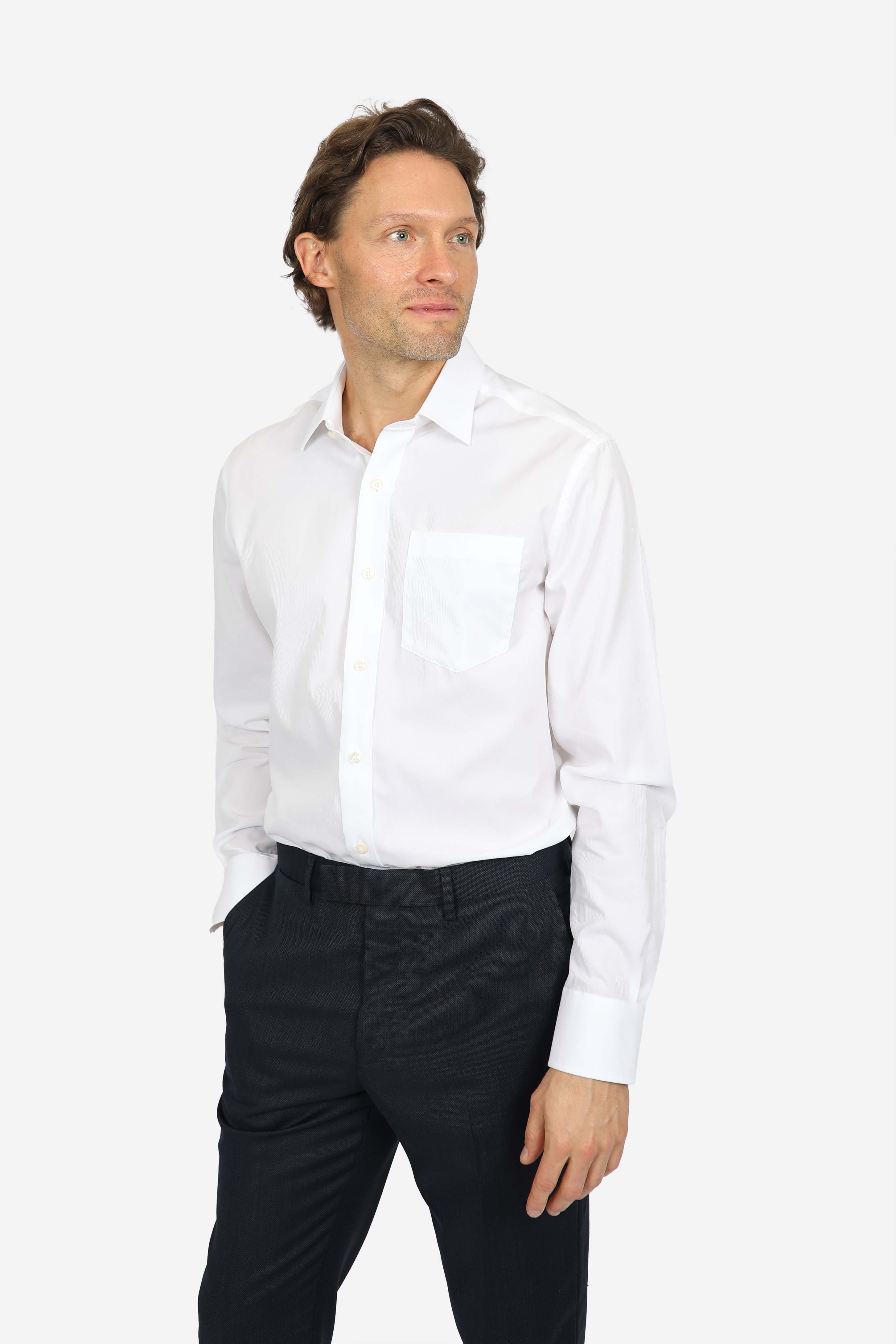 White Micro Self Stripe Shirt for Men - Contemporary Fit Casual Button Down Shirt - Perfect for Office, Business Meetings & Smart Casual Outfits
