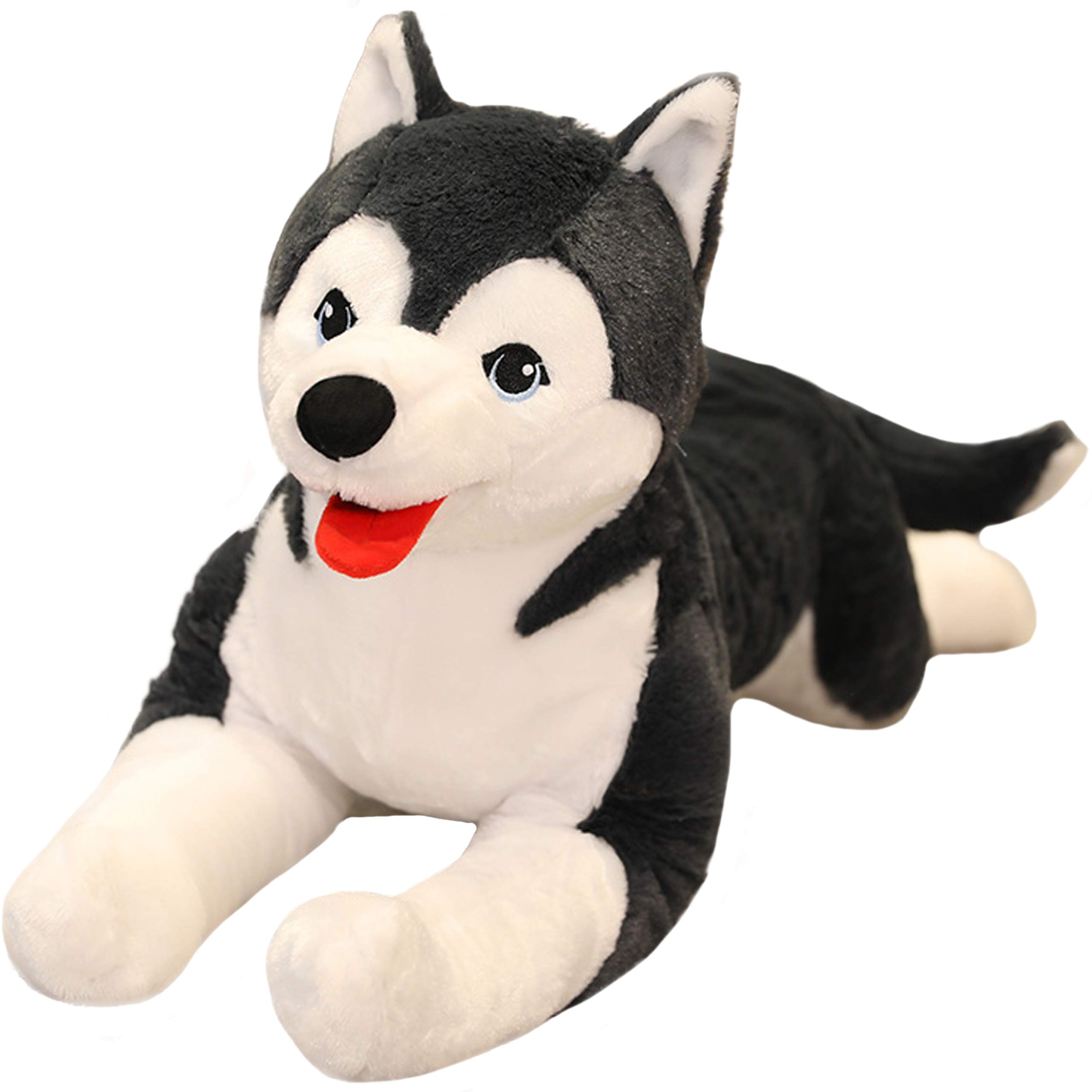Lifelike Siberian Husky Plush Toy - 27.6 Inch Large Alaskan Malamute Stuffed Animal, Ultra Soft Hugging Pillow for Kids & Adults | Perfect Christmas, Birthday, Thanksgiving Gift (Gray) - Great for Home Decor, Nursery Room, Couch Cuddling & Stress Relief