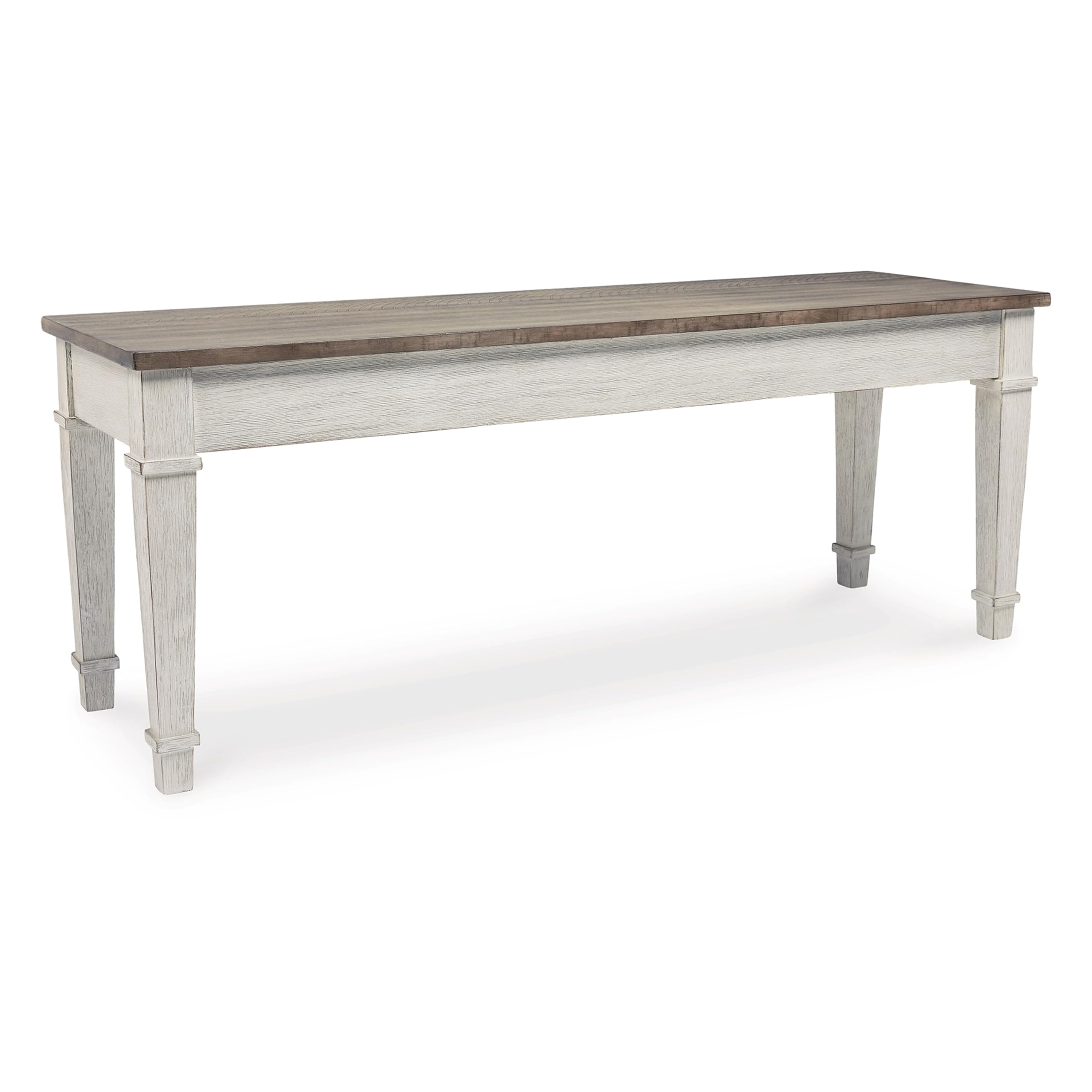 Benjara Rectangular Wooden Storage Bench with Under Seat Compartment - Antique Brown & White Finish - Perfect for Entryway, Bedroom, or Living Room Organization