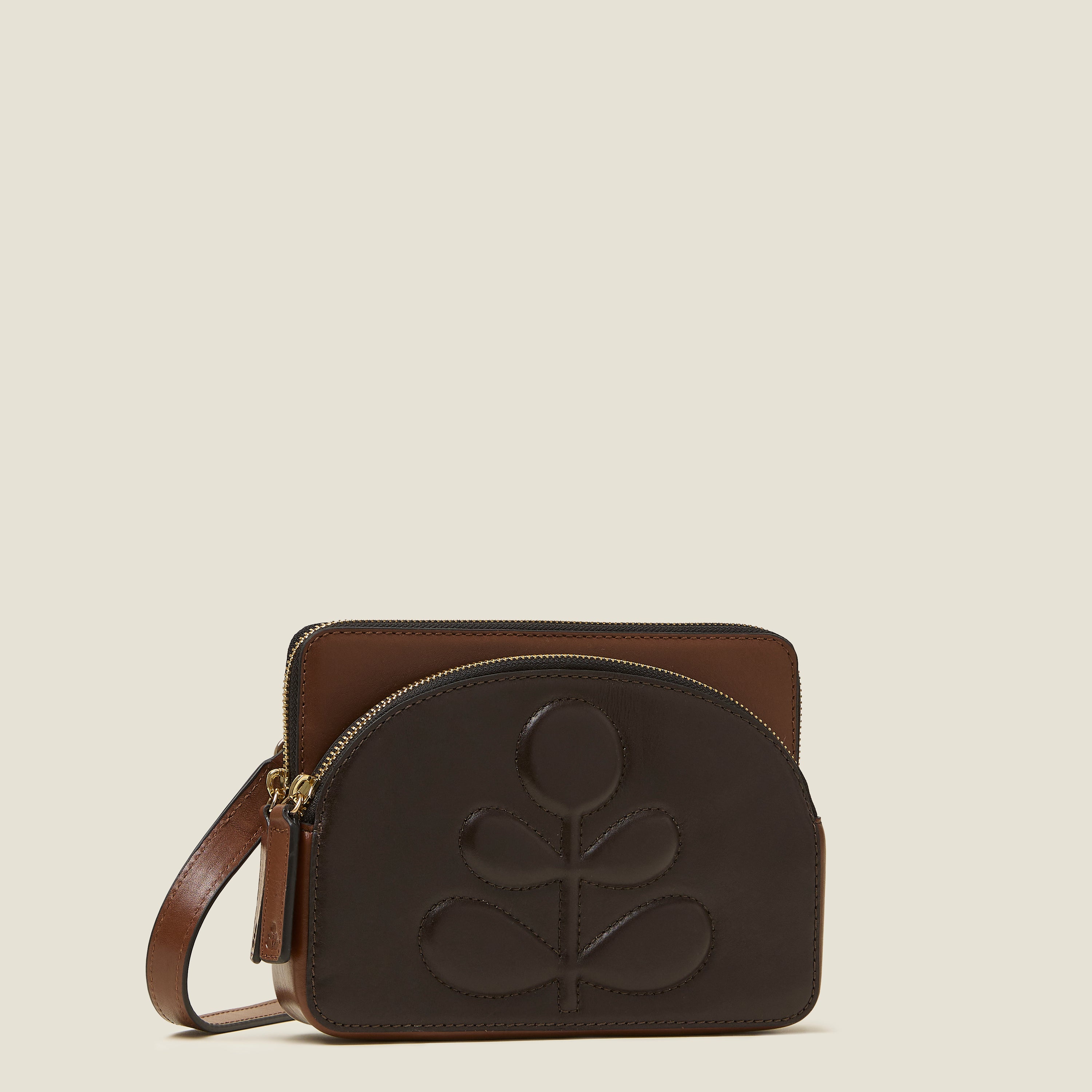 Portia East Crossbody Bag - Embossed Stem Walnut Leather Purse for Women | Stylish Shoulder Bag for Work, Travel & Everyday Use
