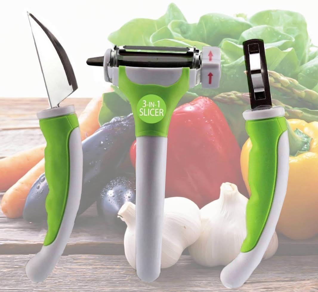 3-in-1 Multi-Function Vegetable Fruit Slicer - Kitchen Mandoline for Effortless Chopping, Dicing & Julienne - Perfect for Salads, Meal Prep & Healthy Cooking