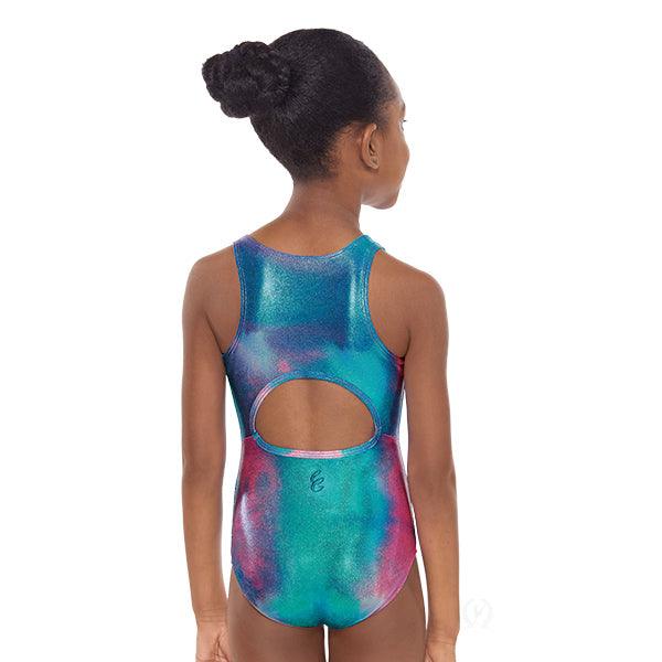 Eurotard Girls Iridescent Splash Racerback Tank Top - Shiny Rainbow Color Workout Shirt for Dance, Yoga & Gym