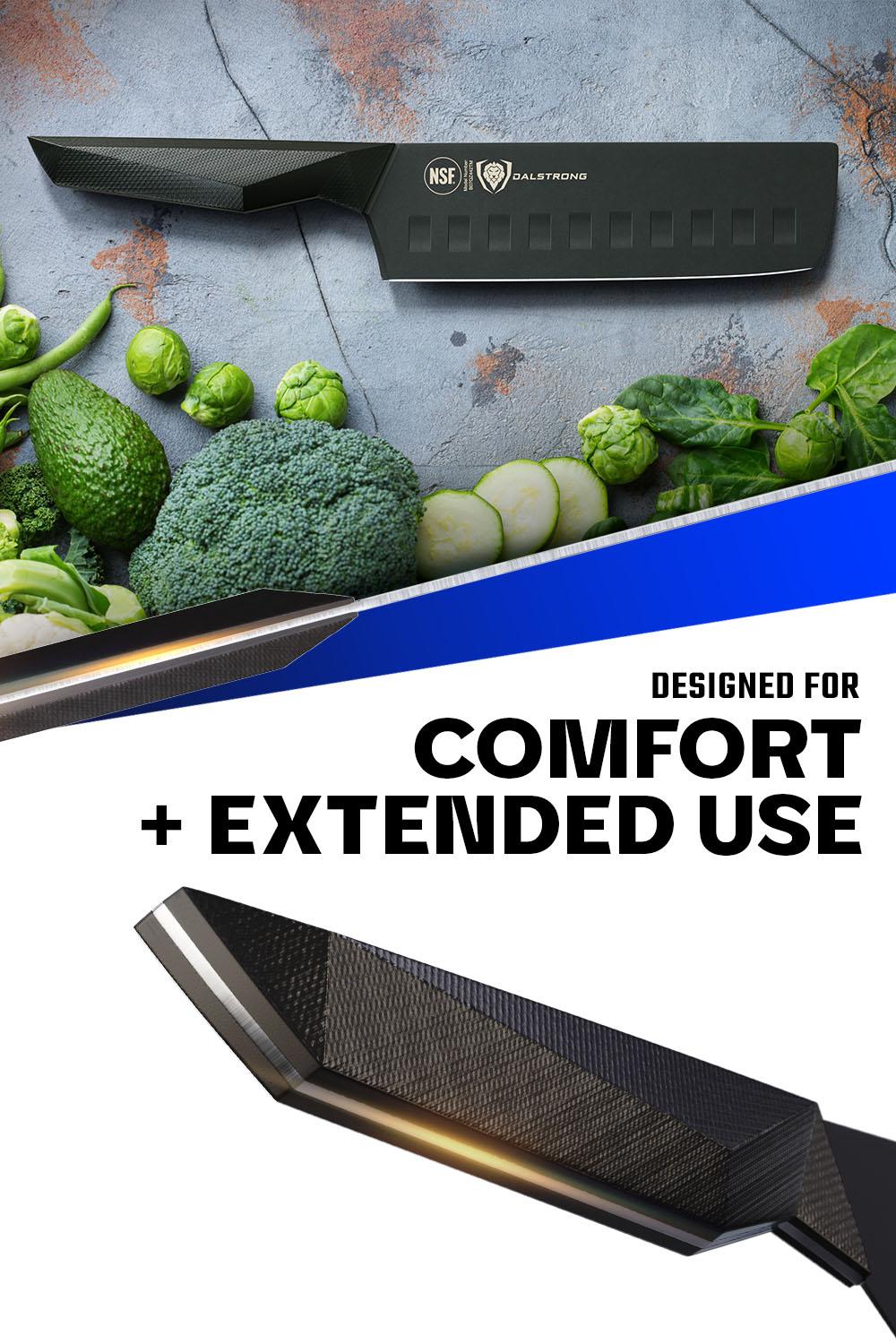 Premium Nakiri Vegetable Knife 7 Inch - Shadow Black Series Japanese Kitchen Knife - NSF Certified Professional Chef Knives - Dalstrong - Perfect for Chopping Vegetables, Slicing Herbs & Meal Prep