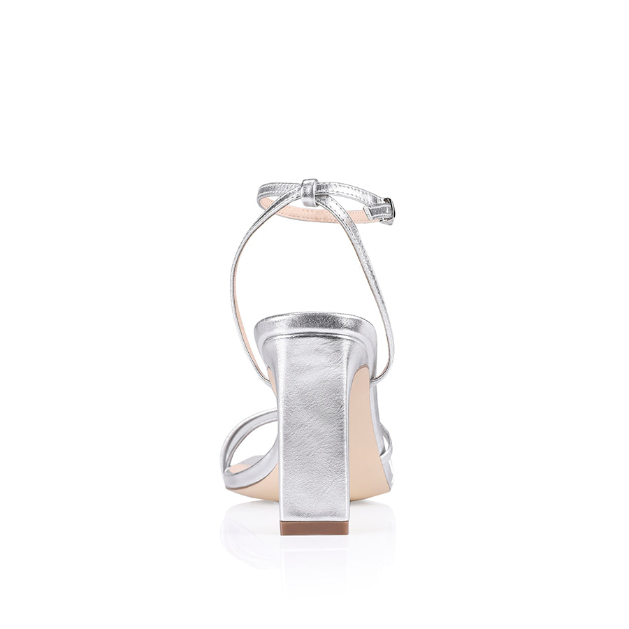 Kimmy Slim Strappy Heels - Silver Smooth Women's Dress Sandals for Party, Wedding & Evening Events | Comfortable High Heel Shoes for Women