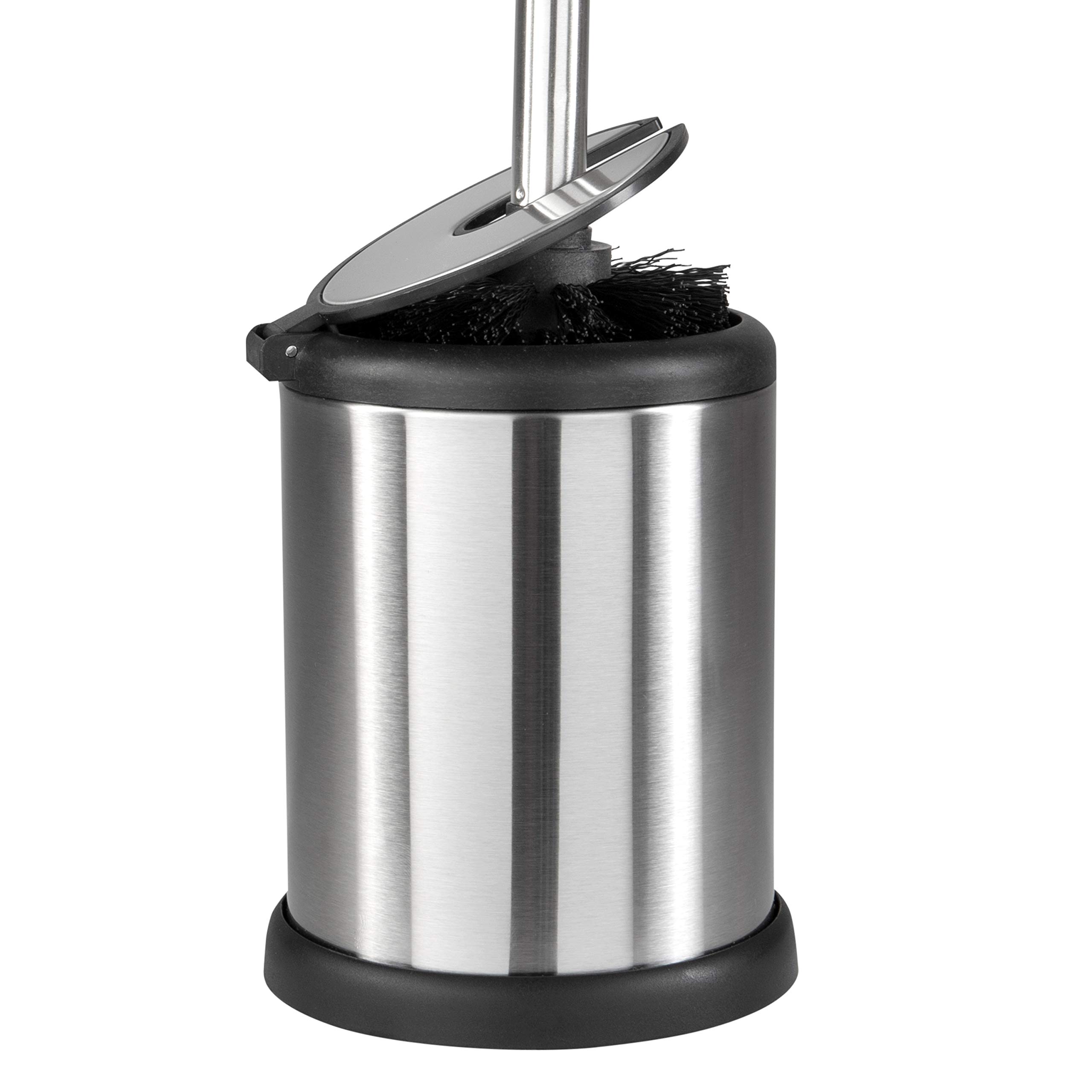 Bath Bliss Toilet Brush and Holder Set with Self-Closing Lid - 360° Rotating Brush Head for Deep Cleaning - Compact Stainless Steel Bathroom Cleaning Tool for Small Spaces - Perfect for Toilets, Sinks, and Tight Corners