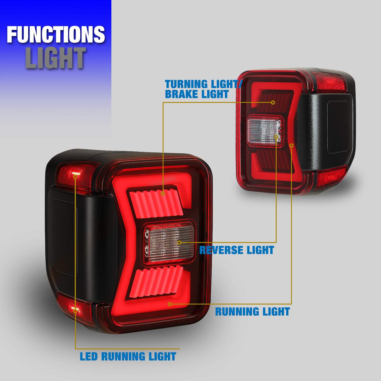 **AUTOWIKI LED Tail Lights for 2019-2025 Jeep Gladiator JT - Black Red Lens Sequential Turn Signal Lights (1 Pair) - Direct Replacement Rear Lamps - Perfect for Off-Roading & Night Driving**
