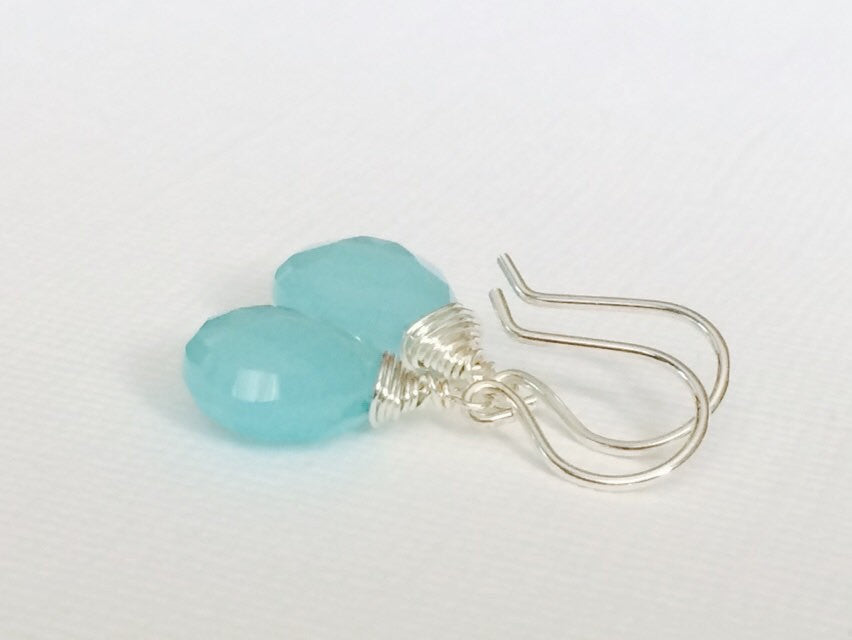 Aqua Chalcedony Earrings Kala (E197) - Elegant Gemstone Jewelry for Women, Perfect for Parties, Weddings & Everyday Wear