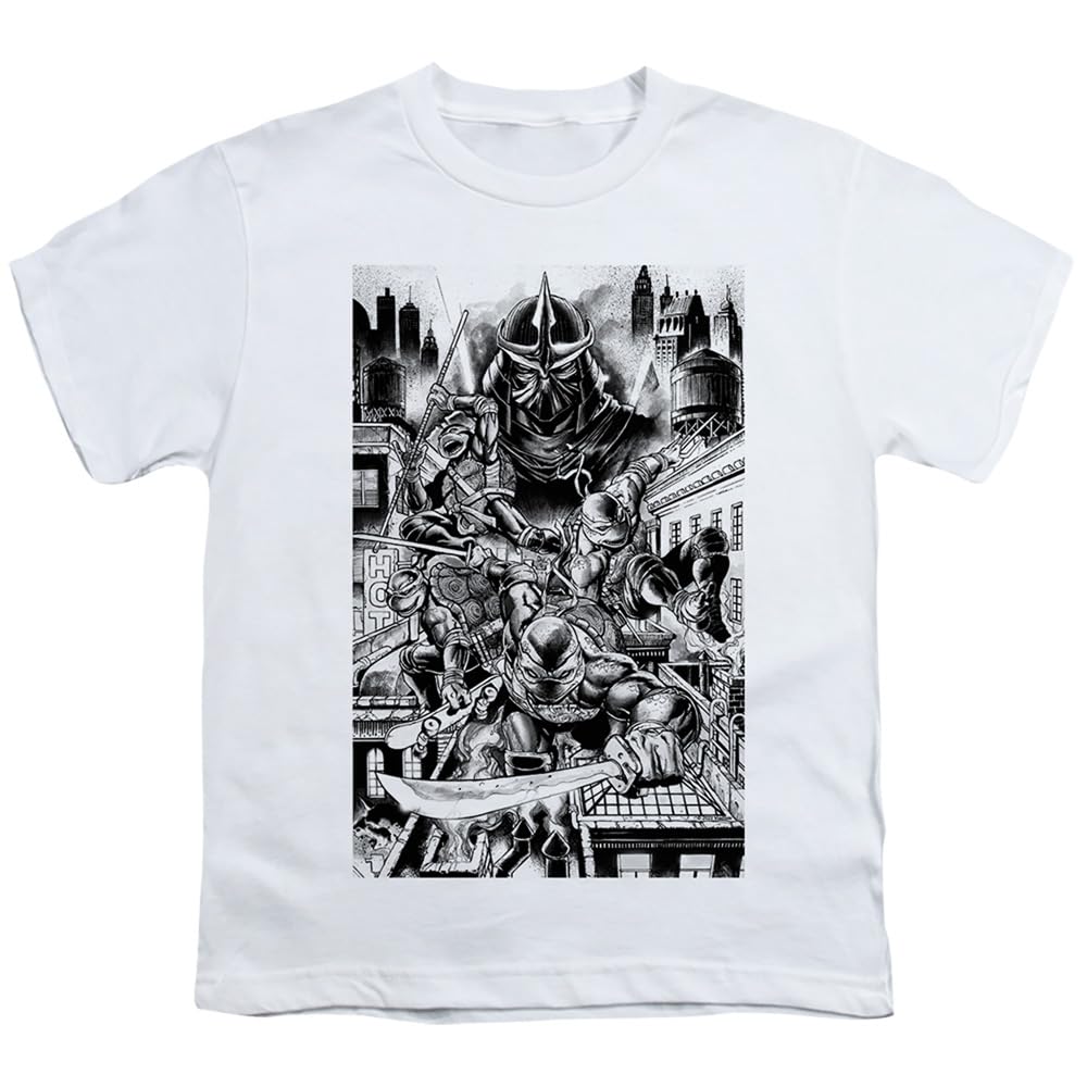 LOGOVISION TMNT Teenage Mutant Ninja Turtles Take Down Shredder Graphic T-Shirt for Kids & Teens - Cool Unisex Youth Apparel for School, Parties & Superhero Fans