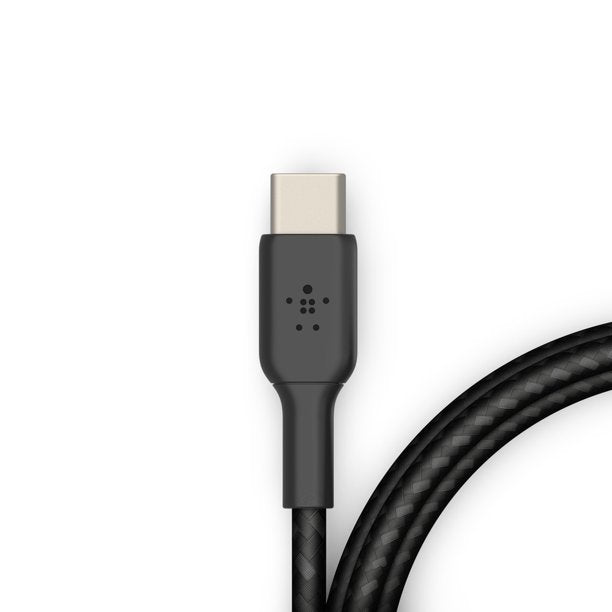 Belkin CAB006 05BK BoostCharge Braided USB-C to USB-C Cable 5ft Fast Charging & Data Sync - Durable Nylon with Strap - Perfect for iPhone 15, MacBook, iPad Pro & Galaxy Phones