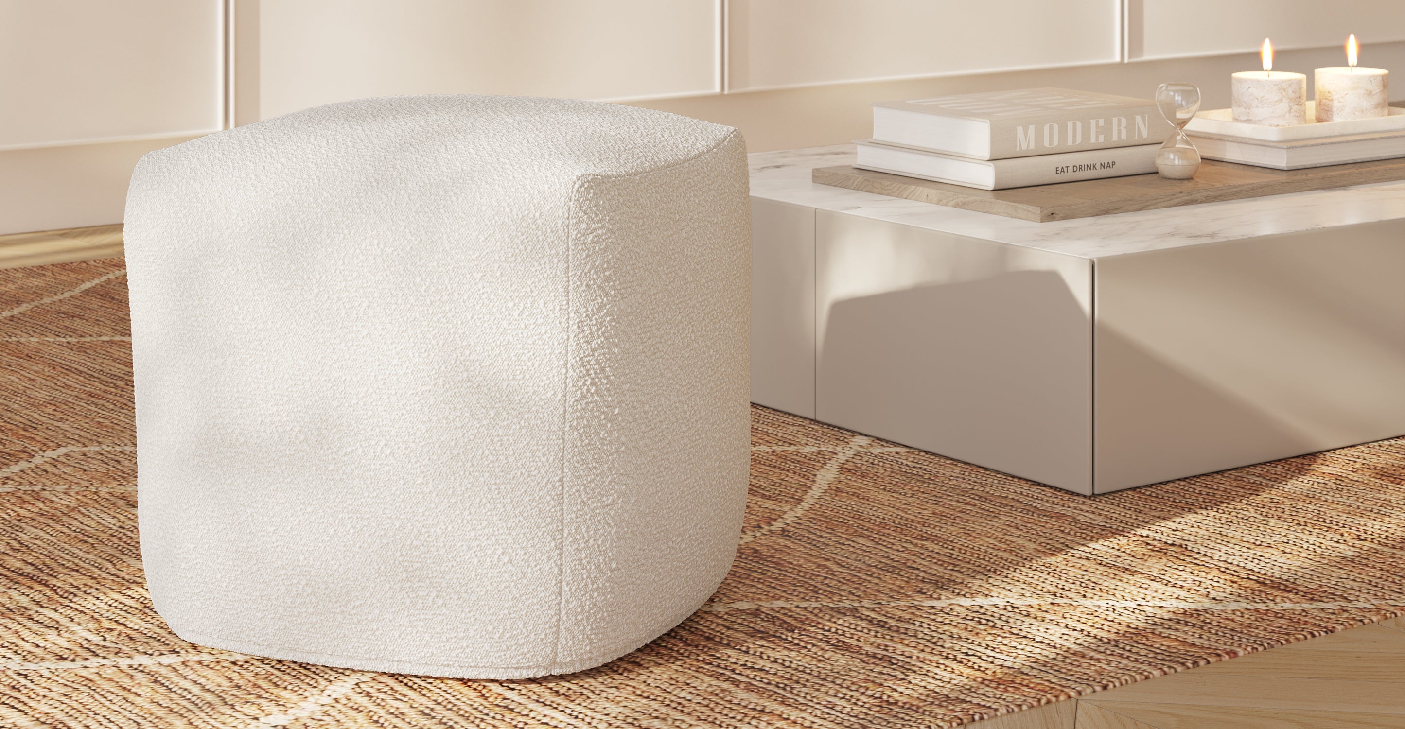 Stylish Metz Pouf Ottoman - Modern Round Footrest & Extra Seating for Living Room, Bedroom, or Nursery - Perfect Home Decor Accent