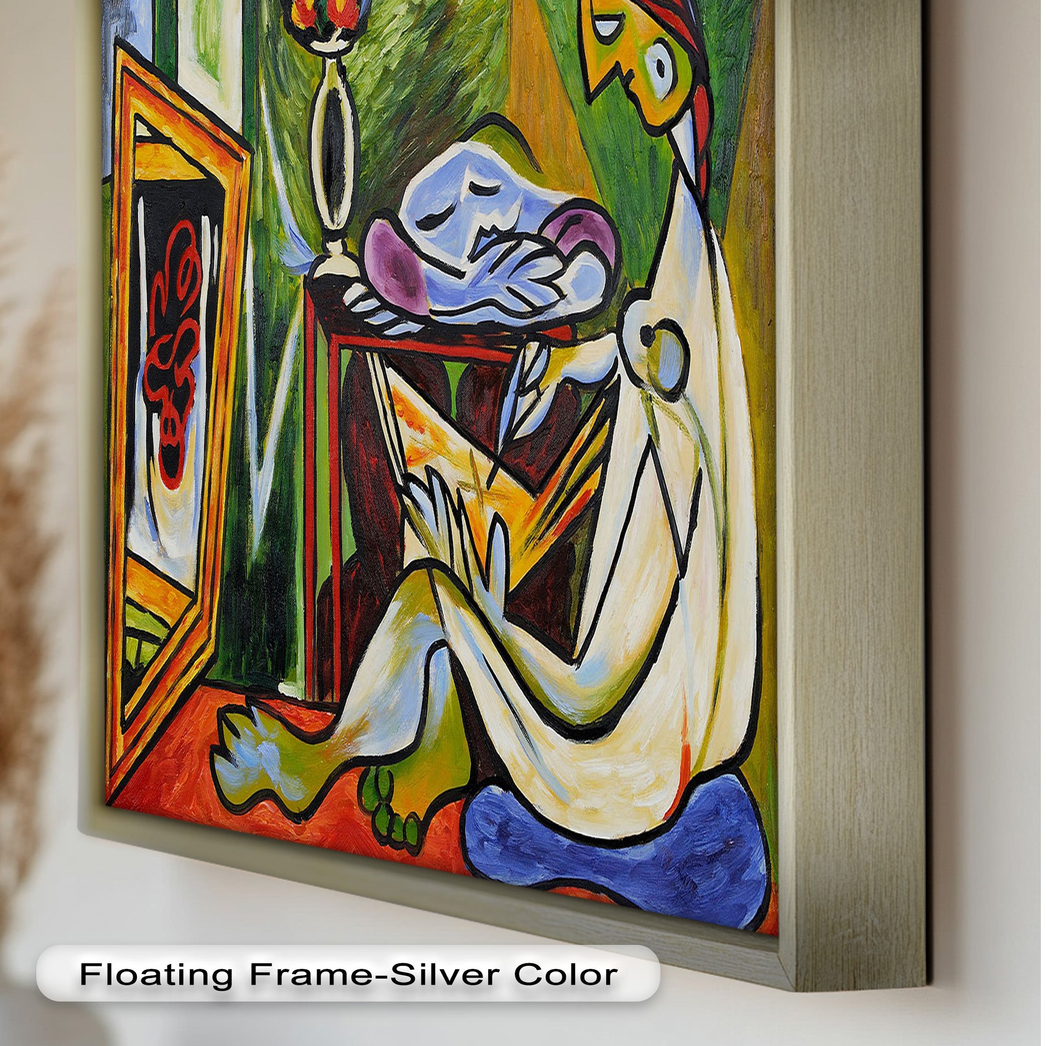 Abstract Interior Scene Picasso Style Oil Painting - Handmade Wall Art for Living Room, Bedroom & Office Decor