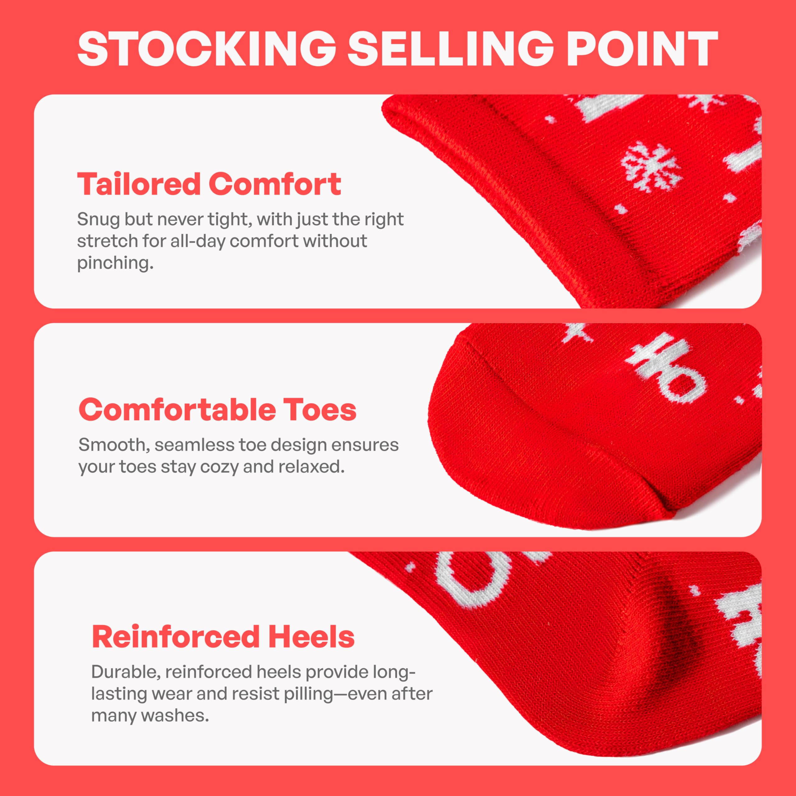 6 Pairs Women's Christmas Socks - Warm Cotton Holiday Crew Socks with HO Plaid Design | Perfect for Winter, Christmas Parties, Gift Exchanges & Cozy Home Celebrations
