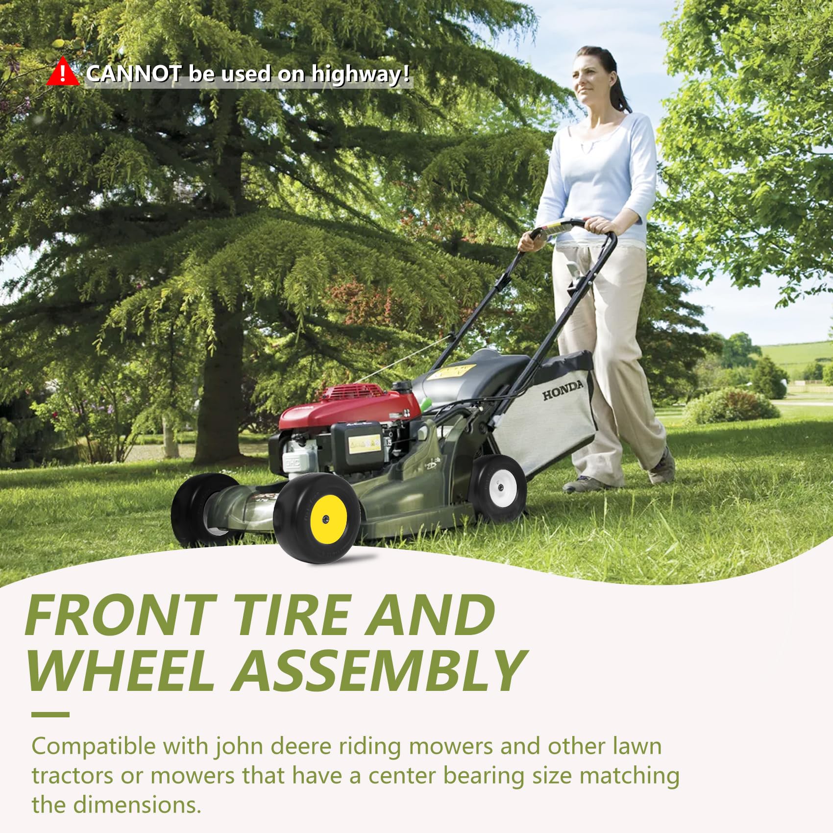 13x6.50-6 Flat Free Lawn Mower Tires - Front Tires for Zero Turn Mowers, Garden Tractors & Riding Mowers | 5.5