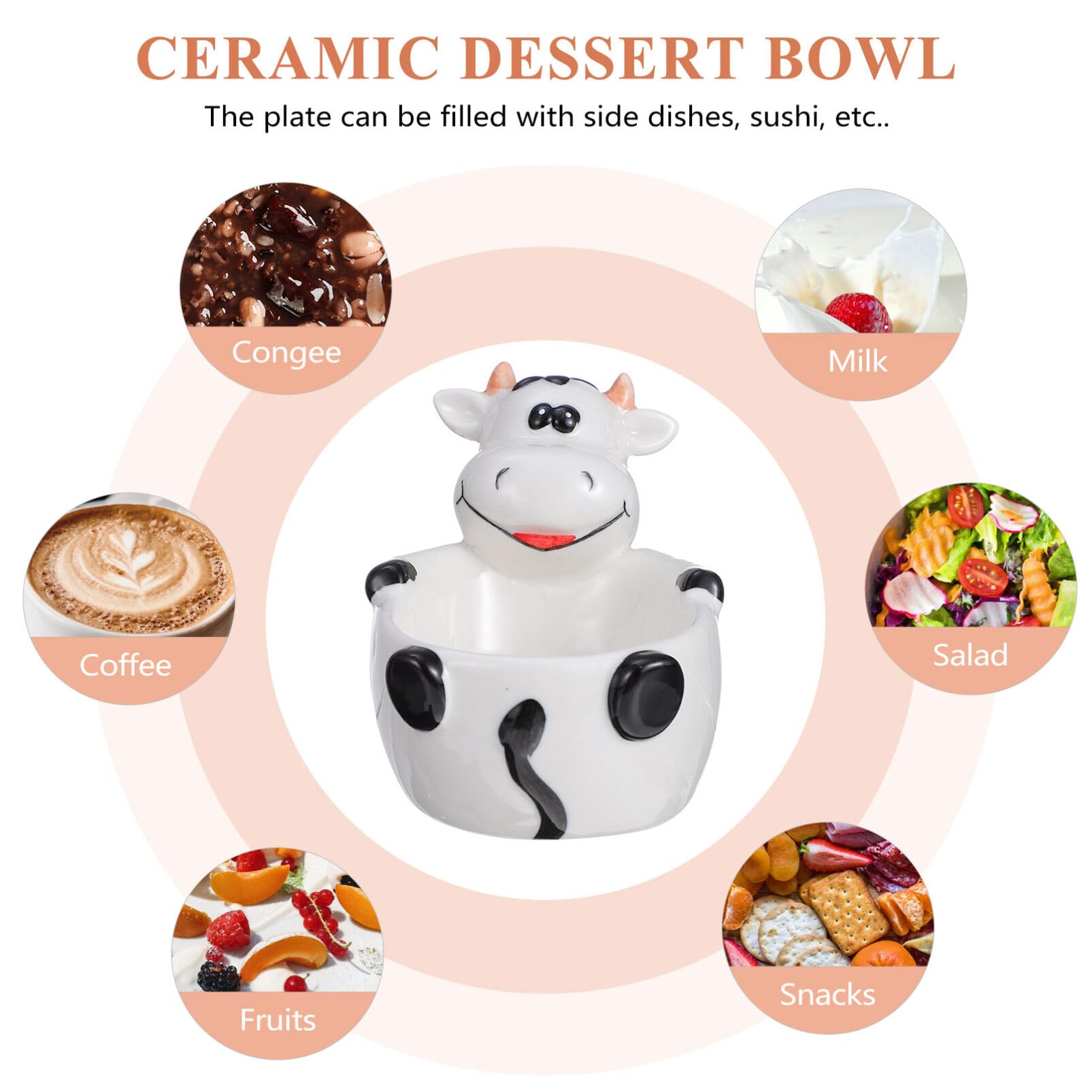 Premium Ceramic Mixing Bowls Set - 3-Piece Cow Print Salad, Fruit & Cereal Bowls for Kitchen | Decorative Porcelain Serving Bowls for Desserts, Snacks & Breakfast | Perfect for Home, Restaurants & Gifts