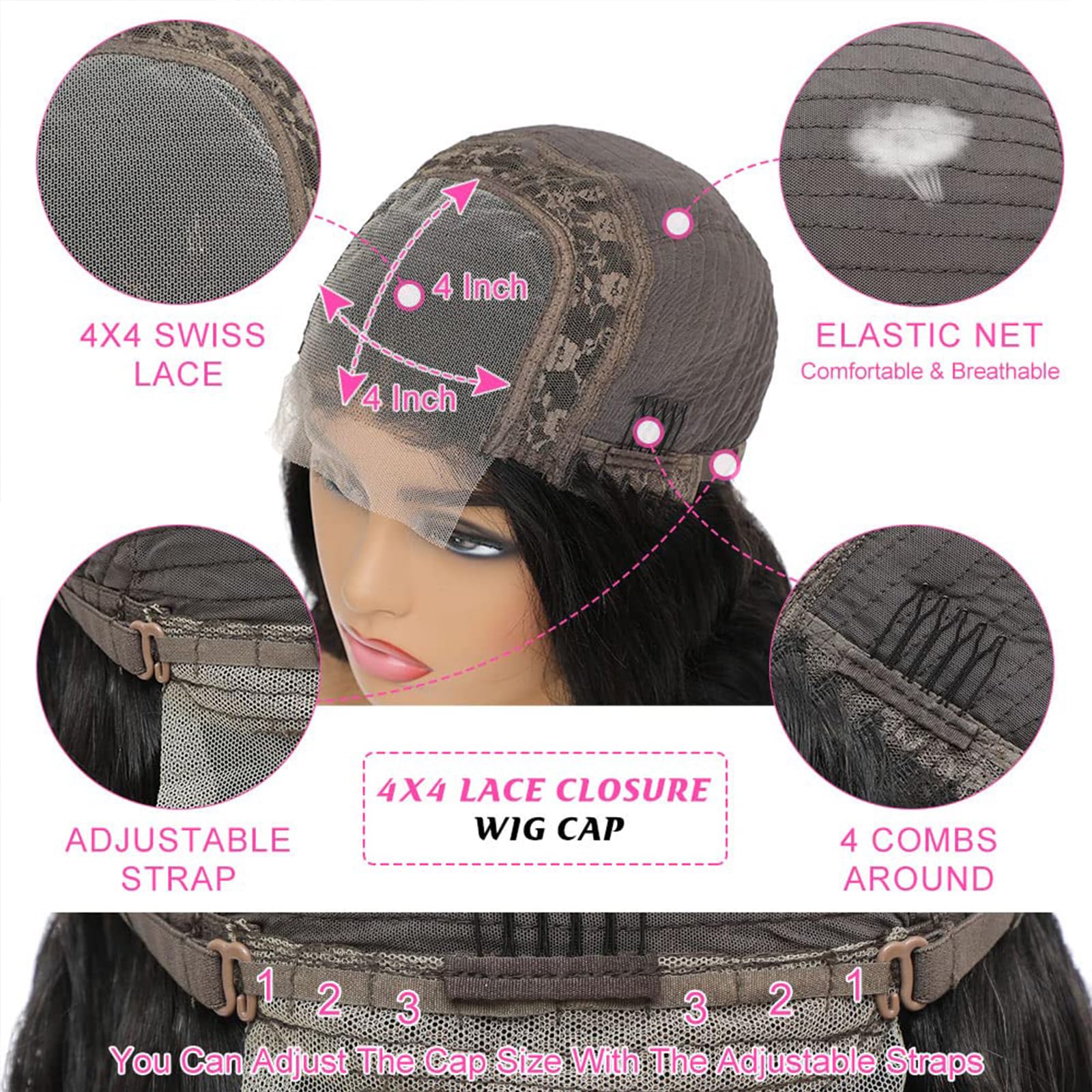 Brazilian Virgin Human Hair Lace Front Wigs 4x4 Body Wave 180% Density with Pre-Plucked Hairline & Baby Hair - Natural Black 30 Inch for Black Women | Perfect for Daily Wear, Parties, Weddings & Special Occasions